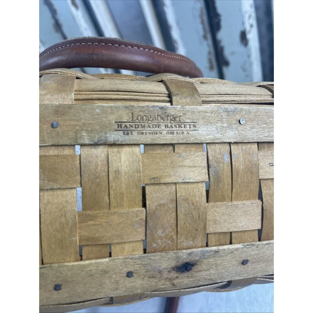 Longaberger 2003 Medium Boardwalk Basket Tote Purse w/ Protector Signed